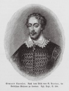 Edmund Spenser, Engels dichter (gravure) door George (after) Vertue