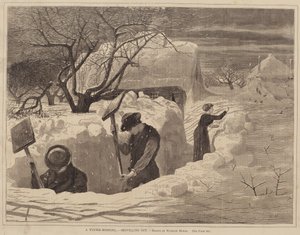 Een winterochtend, sneeuwruimen, gepubliceerd 1871 door George A. Avery