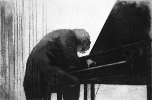John Ogdon (1937-89) aan de piano in de Grote Zaal, Exeter University, 1979