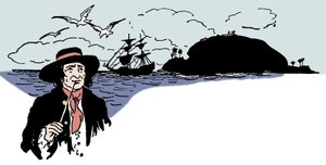 Voorstelling van Turtle Island in de Caribische Zee. Illustratie uit “The boys book of pirates” door George Albert Williams (1875-1932) 1913 door George Alfred Williams