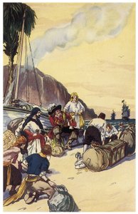 De piraat Henry Morgan deelt de schat van Maracaibo Illustratie uit 