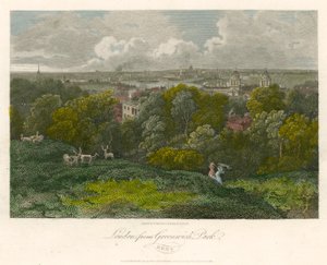Londen vanuit Greenwich Park, Kent door George Arnald