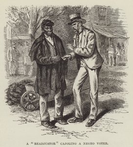 Een heraanpasser die een zwarte kiezer vleit door George Augustus Sala