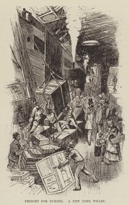 Vracht voor Europa, een New Yorkse kade door George Augustus Sala