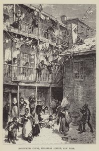 Voddenrapershof, Mulberry Street, New York door George Augustus Sala