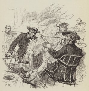 Kranten lezen, schommelstoelen door George Augustus Sala