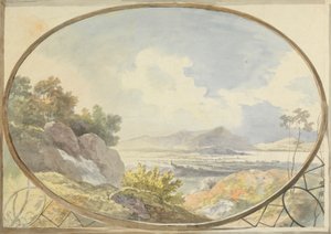 Landschap in een ovaal (Berglandschap door een ovaal raam)