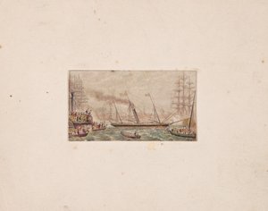 Naalddoos Print: De Koninklijke Vloot in Kilkenny Bay, 1850