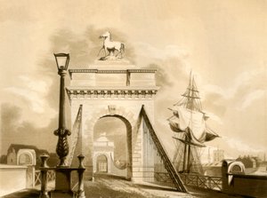 Norfolk Bridge, New Shoreham door George Baxter