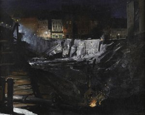 Graafwerkzaamheden bij nacht door George Bellows