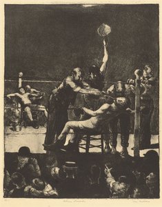 Tussen rondes, groot, eerste steen door George Bellows