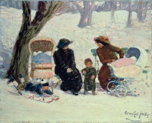 Kindermeisjes, High Bridge Park door George Benjamin Luks