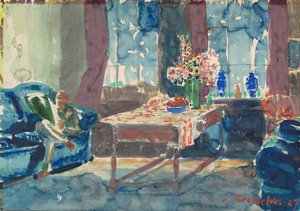 Zelfportret: Interieur van mijn appartement in New York door George Benjamin Luks