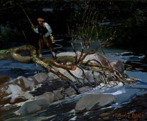 Forelvissen, "The Screecher," meer Rossignol, Nova Scotia door George Benjamin Luks