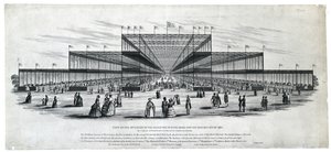 Zicht op het interieur van het gebouw in Hyde Park voor de tentoonstelling van 1851. Zoals uiteindelijk goedgekeurd door de commissarissen van Hare Majesteit