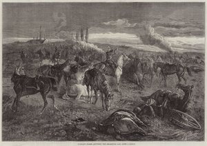 Ruiterloze Paarden die reageren op de Regimentsoproep na een Slag door George Bouverie Goddard
