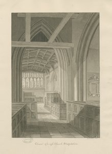 Interieur van Leigh Kerk: sepia tekening