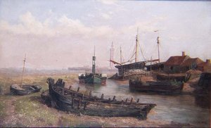 De monding van de rivier Freshney, nabij Grimsby, Lincolnshire door George Cammidge