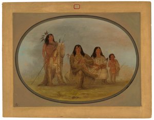 Een Blackfoot-opperhoofd, zijn vrouw en een medicijnman door George Catlin