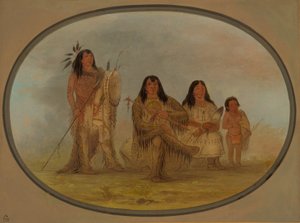 Een Blackfoot Hoofd, zijn vrouw, en een medicijnman door George Catlin