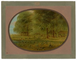 Een Caribisch Dorp in Nederlands Guiana door George Catlin