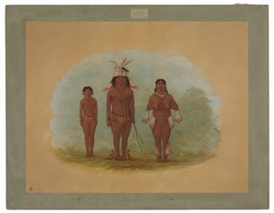 Een Chetibo Familie door George Catlin