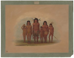 Een Connibo Indiaanse familie door George Catlin