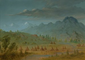Een kraaien dorp en de Salmon River Mountains, 1855-1869