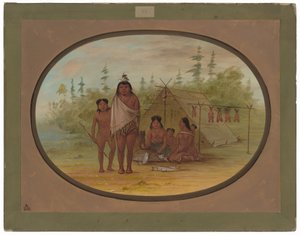 Een Flathead Hoofdman met Zijn Familie door George Catlin