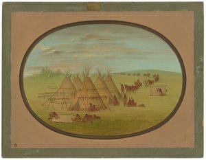 Een klein Sioux-dorp door George Catlin