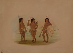 Een Puelchee-hoofdman en twee jonge krijgers, 1854-1869 door George Catlin