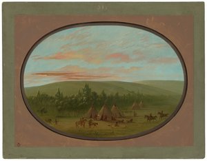 Een Sioux-dorp door George Catlin