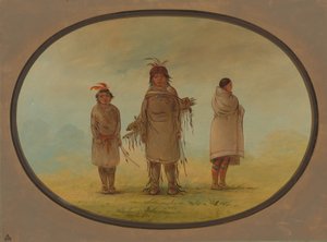 Een stenen krijger, zijn vrouw en een jongen, 1855-1869 door George Catlin