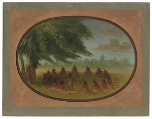 Een Indiaanse Raad - Sioux door George Catlin