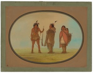 Arapaho Hoofd, Zijn Vrouw en een Krijger door George Catlin