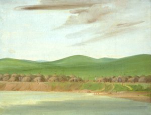 Arikara-dorp van met aarde bedekte lodges, 1600 mijl boven St. Louis door George Catlin