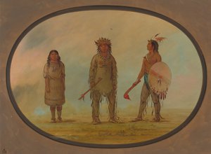 Athapasca hoofd, zijn vrouw en een krijger, 1855-1869 door George Catlin