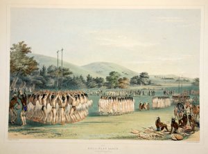 Balspeler Dans, pub. 1845 kleurenlithografie door George Catlin