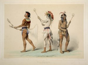 Balspelers, uit Catlins North American Indian Portfolio. Hunting Scenes and Amusements of the Rocky Mountains and Prairies of America, pub. 1845 door George Catlin