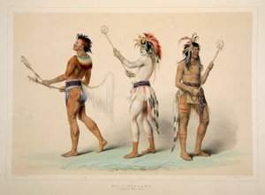 Balspelers, uitgegeven 1845 kleur lithografie door George Catlin