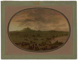 Bivak van een Sioux-oorlogspartij bij zonsopgang
