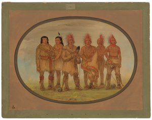 Black Hawk en vijf andere Saukie gevangenen door George Catlin