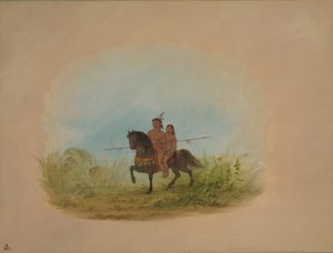 Bruid en bruidegom te paard - Connibo, 1854-1869 door George Catlin