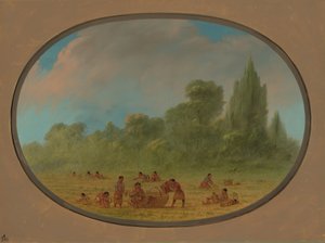 Caddoe Indianen Verzamelen Wilde Aardbeien, 1861-1869 door George Catlin