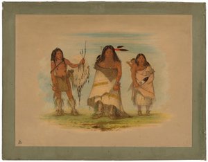 Camanchee Hoofd, Zijn Vrouw en een Krijger door George Catlin