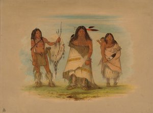 Camanchee Hoofd, zijn vrouw en een krijger, 1861 door George Catlin