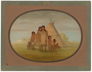 Kinderen van de Camanchee Hoofdman en Wigwam door George Catlin