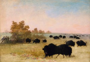 Catlin en gezelschap die buffels besluipen, Boven-Missouri, 1846-1848 door George Catlin