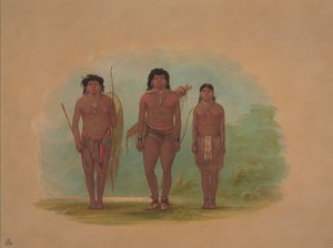 Chaco hoofd, zijn vrouw en een krijger, 1854-1869 door George Catlin