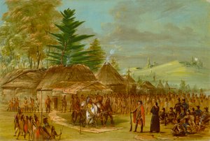 Hoofd van de Taensa Indianen Ontvangt La Salle door George Catlin
